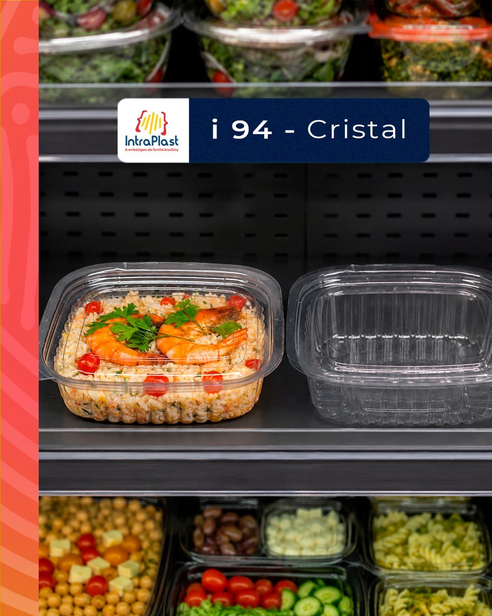Gôndola refrigerada com refeições em potes IntraPlast i-94