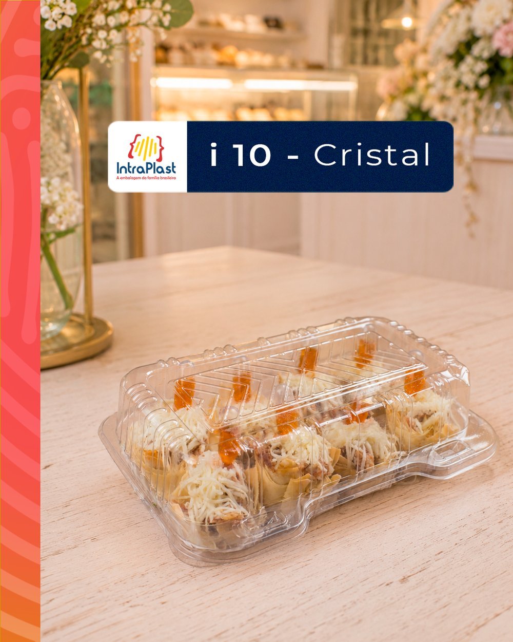 Mini salgados em embalagem IntraPlast i-10 Cristal